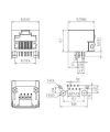 RJ45 Dişi Ethernet Konnektörü - PCB Tipi 16x16x13mm
