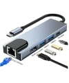 Type-C Hub 5in1 2 Port USB 3.0 + 100Mpbs Ethernet + HDMI + Type-C Çevirici