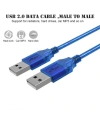 USB 2.0 Erkek To Erkek Data Ve Şarj Kablosu Mavi 50cm