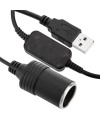 USB 5V - 12V Dişi Araç Çakmak Soketi Dönüştürücü - 1m Kablolu