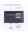 USB Çıkışlı Dijital Voltmetre Ekranlı 5V 2A IOS-Android Çıkışlı