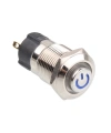 WD12A-G1-C 12mm Çıkık Yaylı Işıklı Power Metal Buton - Mavi