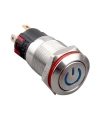 WD12A-P1-C 12mm Düz Yaylı Işıklı Power Metal Buton - Mavi