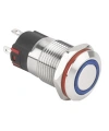 WD12A-P1-E 12mm Düz Yaylı Işıklı Metal Buton - Mavi