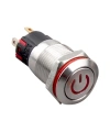 WD12A-P1Z-C 12mm Düz Anahtarlı Işıklı Power Metal Buton - Kırmızı