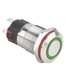 WD12A-P1Z-E 12mm Düz Anahtarlı Işıklı Metal Buton - Yeşil
