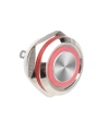 WD12C1-Pin-P1-E 12mm Düz Yaylı Işıklı Metal Buton - Kırmızı