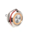 WD12C1-Pin-P1-E 12mm Düz Yaylı Işıklı Metal Buton - Sarı