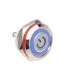 WD12C1-Pin-P1-EC 12mm Düz Yaylı Işıklı Metal Buton - Mavi