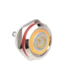 WD12C1-Pin-P1-EC 12mm Düz Yaylı Işıklı Metal Buton - Sarı
