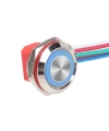 WD12C1-Wired-P1-E 12mm Düz Yaylı Mavi Işıklı Metal Buton - Kablolu
