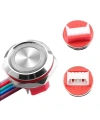 WD12C1-Wired-P1-E 12mm Düz Yaylı Mavi Işıklı Metal Buton - Kablolu