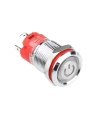WD12D-P1-EC 12mm Düz Yaylı Işıklı Power Metal Buton - Kırmızı
