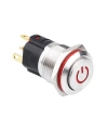WD16A-G1-C 16mm Çıkık Yaylı Işıklı Power Metal Buton - Kırmızı