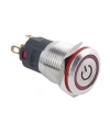 WD16A-P1-EC 16mm Düz Yaylı Işıklı Power Metal Buton - Kırmızı