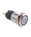 WD16A-P1-EC 16mm Düz Yaylı Işıklı Power Metal Buton - Mavi