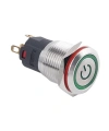 WD16A-P1Z-EC 16mm Düz Anahtarlı Işıklı Power Metal Buton - Yeşil