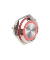 WD16C1-Pin-P1-E 16mm Düz Yaylı Işıklı Metal Buton - Kırmızı