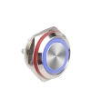 WD16C1-Pin-P1-E 16mm Düz Yaylı Işıklı Metal Buton - Mavi