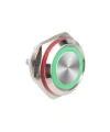 WD16C1-Pin-P1-E 16mm Düz Yaylı Işıklı Metal Buton - Yeşil