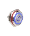 WD16C1-Pin-P1-EC 16mm Düz Yaylı Işıklı Metal Buton - Mavi