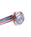 WD16C1-Wired-P1-EC 16mm Düz Yaylı Mavi Işıklı Metal Buton - Kablolu