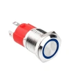 WD16D-P1-E 16mm Düz Yaylı Işıklı Metal Buton - Mavi