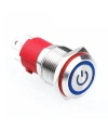 WD16D-P1Z-EC 16mm Düz Anahtarlı Işıklı Power Metal Buton - Mavi