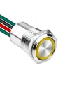 WD16D1-P2-E 16mm Düz Yaylı Işıklı Kablolu Metal Buton - Sarı