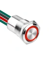 WD16D1-P2-E 16mm Flat Spring Illuminated Metal Button with Cable - Red