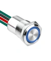 WD16D1-P2Z-E 16mm Düz Anahtarlı Işıklı Kablolu Metal Buton - Mavi