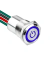 WD16D1-P2Z-EC 16mm Düz Anahtarlı Işıklı Power Kablolu Metal Buton - Mavi