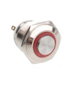 WD16H-G1-E 16mm Çıkık Yaylı Işıklı Metal Buton - Kırmızı