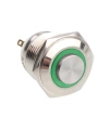 WD16H-G1-E 16mm Çıkık Yaylı Işıklı Metal Buton - Yeşil