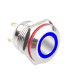 WD16H-P1-E 16mm Düz Yaylı Işıklı Metal Buton - Mavi