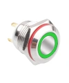 WD16H-P1-E 16mm Düz Yaylı Işıklı Metal Buton - Yeşil