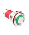WD19D-G1-E 19mm Çıkık Yaylı Işıklı Metal Buton - Yeşil