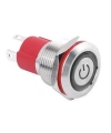 WD19D-P1-EC 19mm Düz Yaylı Işıklı Power Metal Buton - Beyaz