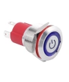 WD19D-P1-EC 19mm Düz Yaylı Işıklı Power Metal Buton - Mavi
