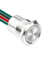 WD19D1-P2-E 19mm Düz Yaylı Işıklı Kablolu Metal Buton - Beyaz