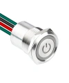 WD19D1-P2Z-EC 19mm Düz Anahtarlı Işıklı Power Kablolu Metal Buton - Beyaz