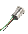 WD19D1-P2Z-EC 19mm Düz Anahtarlı Işıklı Power Kablolu Metal Buton - Yeşil