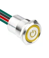WD19D1-P2Z-EC 19mm Straight Key Illuminated Metal Push Button with Power Cable - Yellow