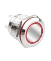 WD19H-P1-E 19mm Düz Yaylı Işıklı Metal Buton - Kırmızı