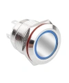 WD19H-P1-E 19mm Düz Yaylı Işıklı Metal Buton - Mavi