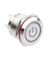 WD19H-P1-EC 19mm Düz Yaylı Işıklı Power Metal Buton - Beyaz