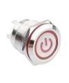 WD19H-P1-EC 19mm Düz Yaylı Işıklı Power Metal Buton - Kırmızı