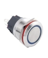 WD22B-P1-E 22mm Düz Yaylı Işıklı Metal Buton - Mavi