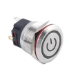WD22B-P1-EC 22mm Düz Yaylı Işıklı Power Metal Buton - Beyaz