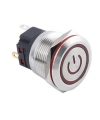 WD22B-P1Z-EC 22mm Düz Anahtarlı Işıklı Power Metal Buton - Kırmızı
